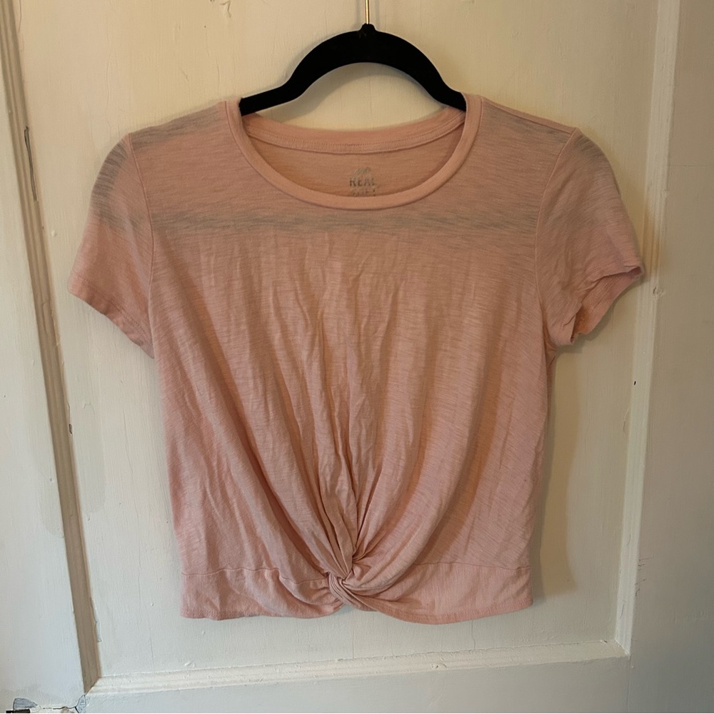 Aerie Light Pink Twist Front Crop Top